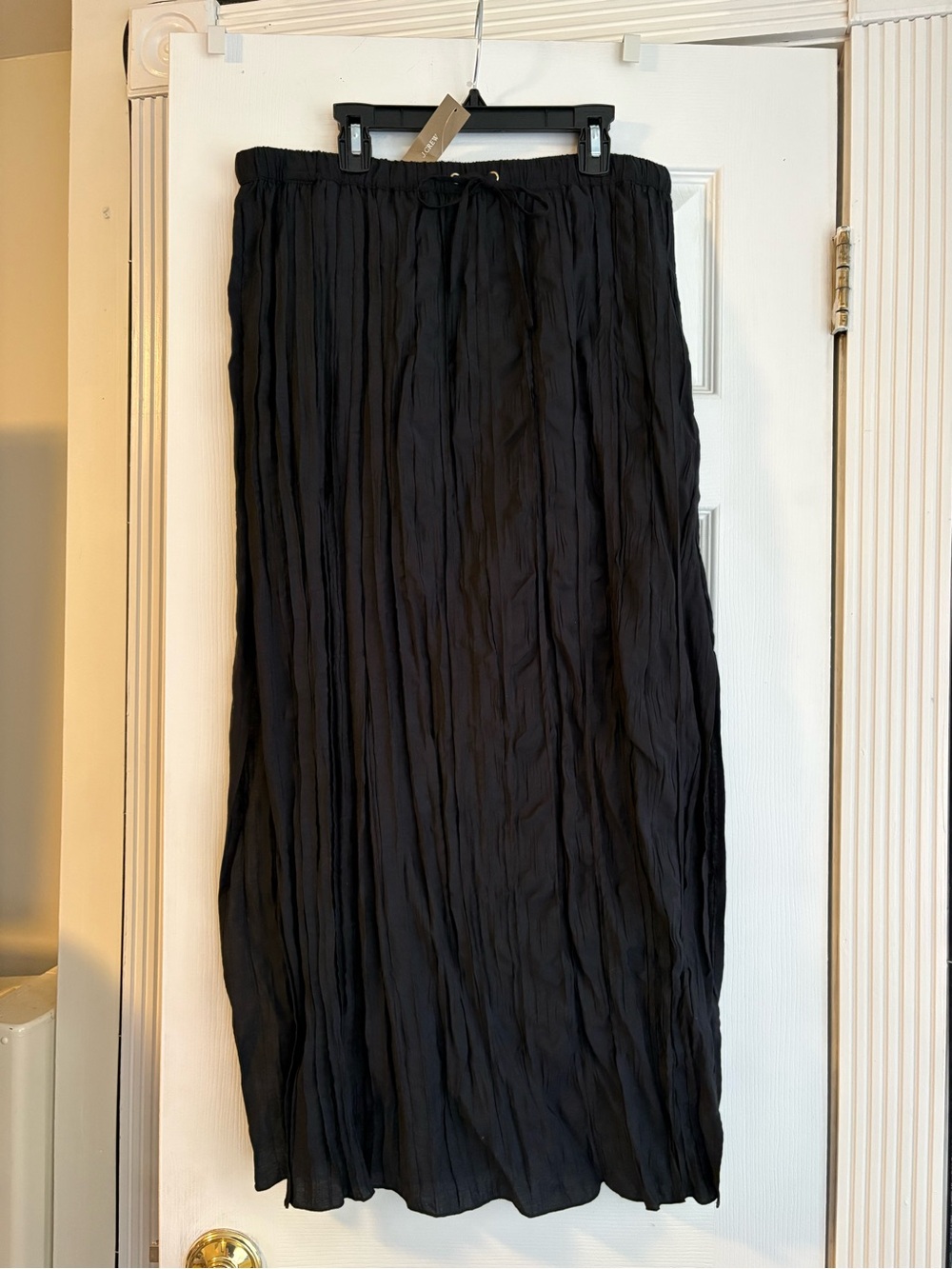 NWT J Crew Black Crinkle Maxi Skirt